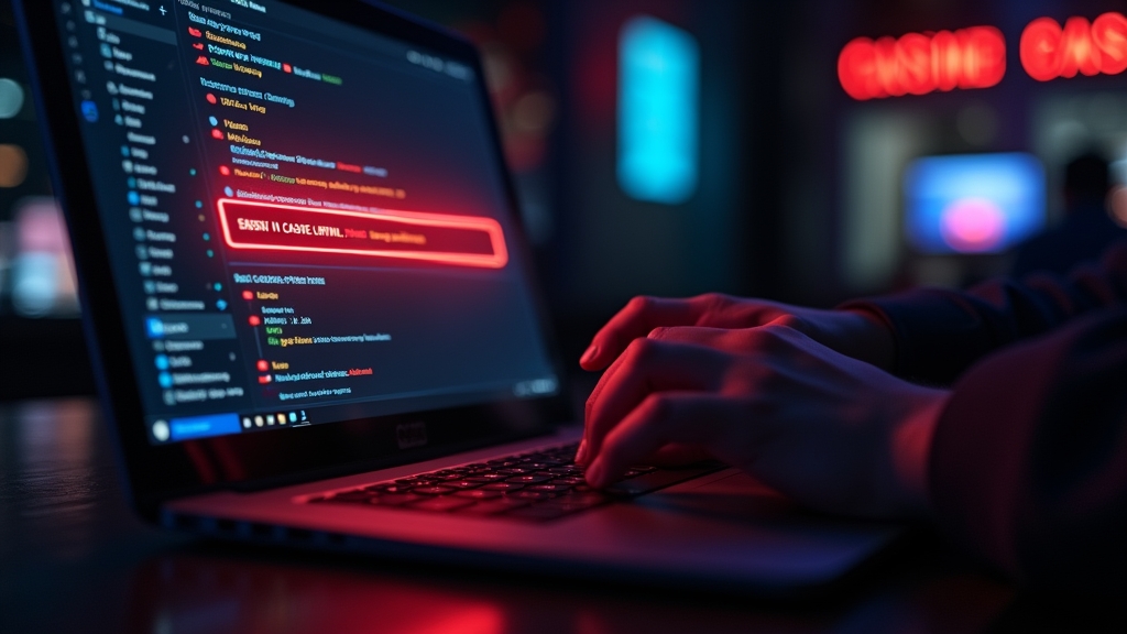 Player troubleshooting a casino login error on a dark laptop screen